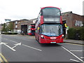 Bus coming out of Harrow Weald Bus Garage