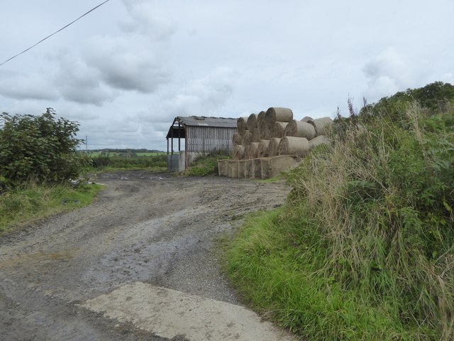 Bales and barn at Norleigh Barton