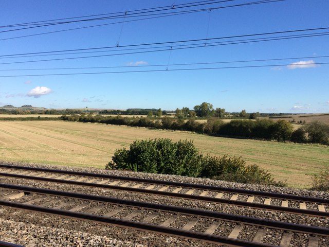 View from a Reading-Swindon train - Fields near South Moreton