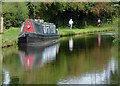 Moored narrowboat near Wombourne in Staffordshire