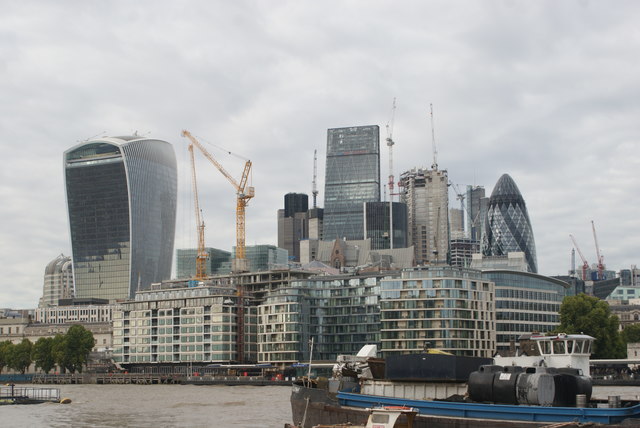 View of the Walkie Talkie, Tower 42, Cheese Grater and Gherkin from More London #2