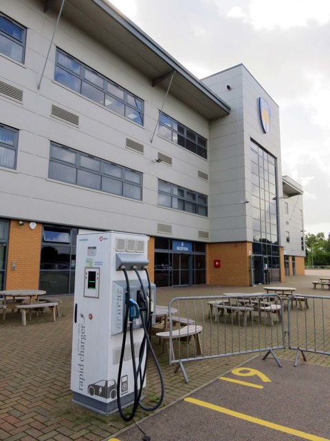 An electric vehicle charging point at the Colchester Community Stadium