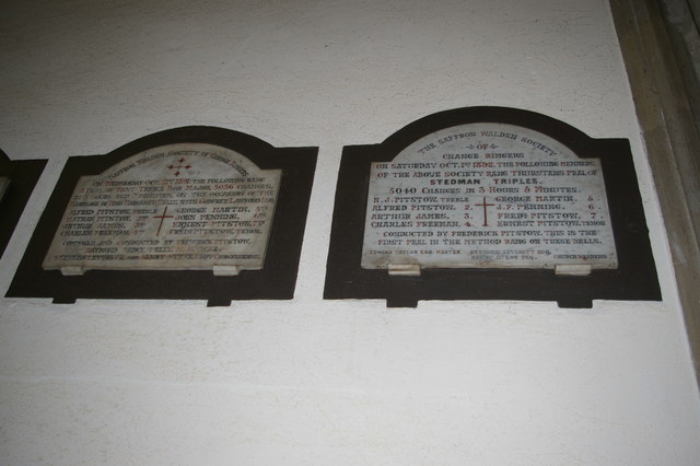 St Mary the Virgin, Saffron Walden: plaques recording bell-ringing achievements