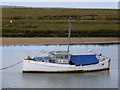 TF8444 : Fishing boat in Overy Creek near Burnham Overy Staithe by Richard Humphrey