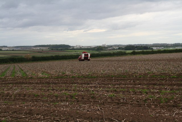Farm machinery by bridleway to Mealand Hill