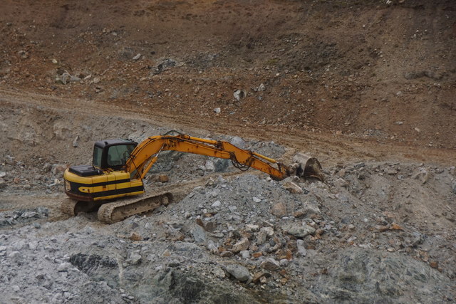 Digger in the Clibberswick quarry