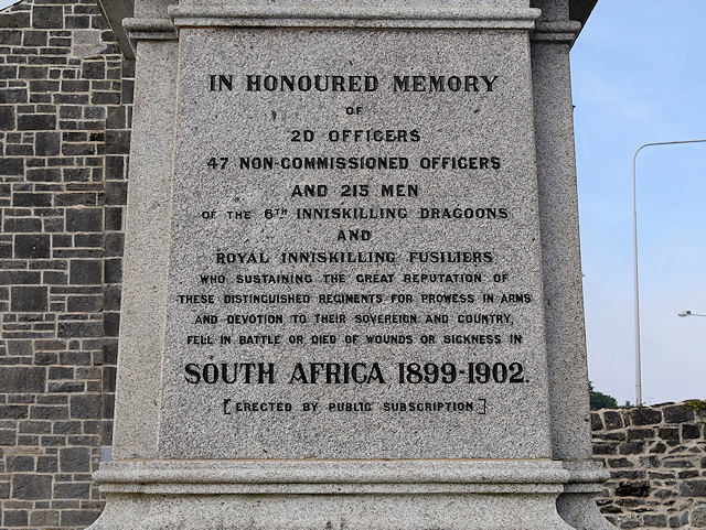 Boer War Memorial Inscription, Enniskillen