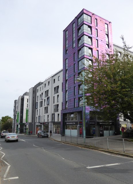 Colourful student flats, Notte Street, Plymouth