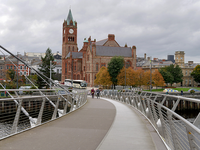 Derry Guildhall viewed from the Peace Bridge