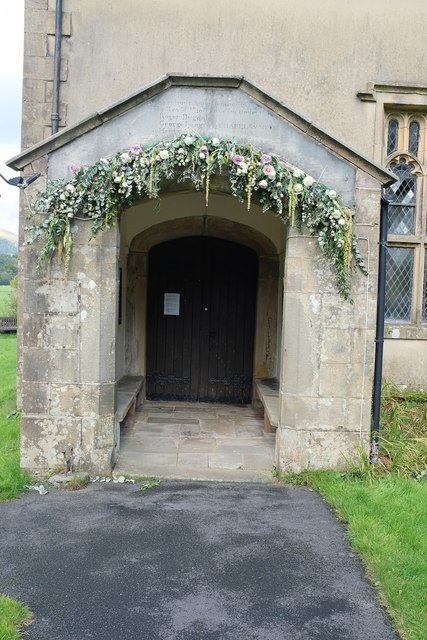 Church of St. Michael: garlanded porch