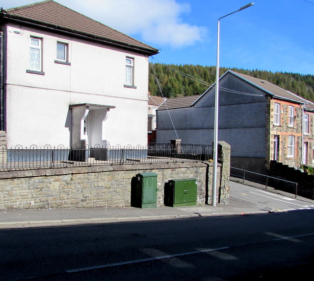 Telecoms cabinets on a Clydach Vale corner