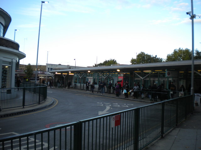 Exit from Turnpike Lane bus station, Hornsey