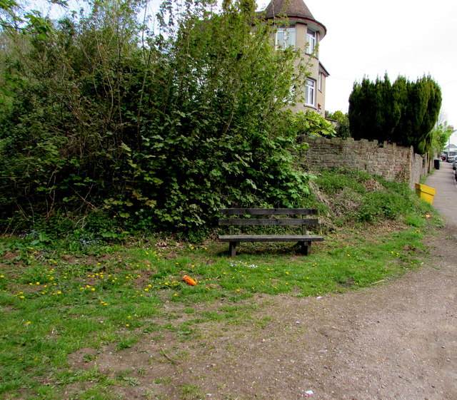 Wooden bench alongside Springfield Road, Lydney