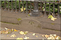 NT2473 : Bench mark, Princes Street Gardens railings by Alan Murray-Rust