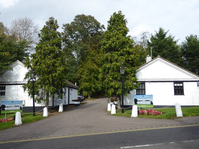 The entrance lodges to West Lodge Hotel
