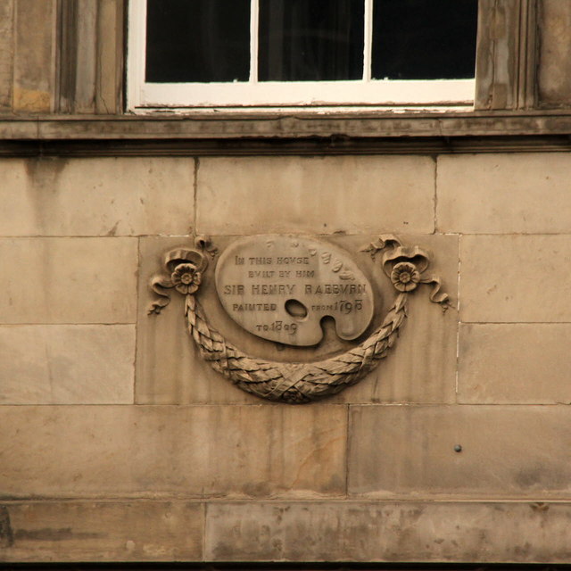 Commemorative carving on Sir Henry Raeburn's House, York Place