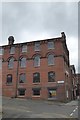 Red brick building on the slope of Shoobridge Street, Leek