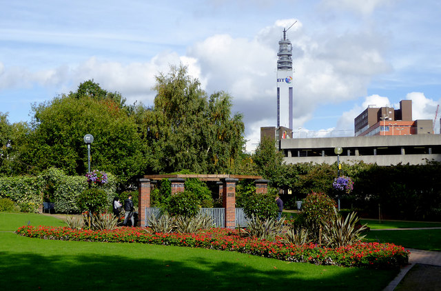 Public gardens by Cambridge Street in Birmingham