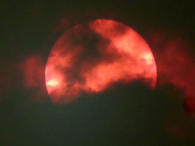 Red sun effect above Saltney