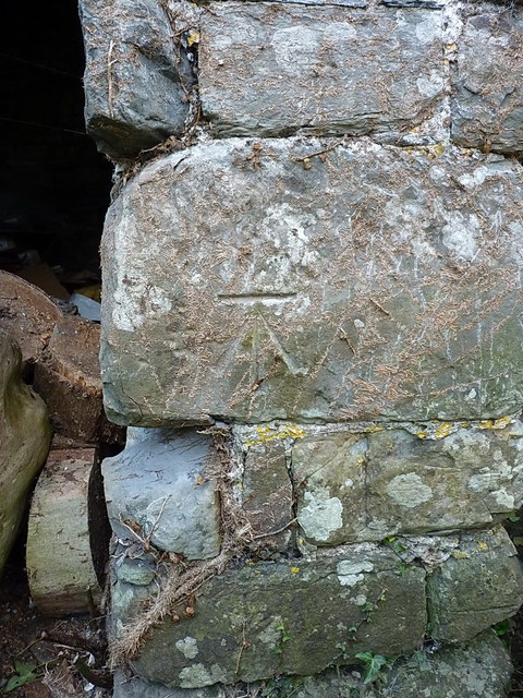OS benchmark - Stibb, outbuilding at Scadghill Cottage