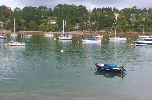 Leisure craft on the Helford River off Helford Point