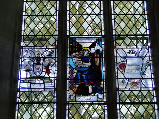 North window featuring St. Cecilia