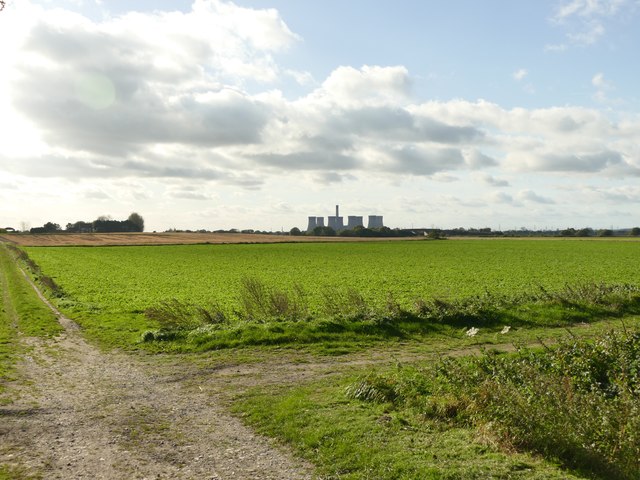 Looking over fields to Eggborough Power Station