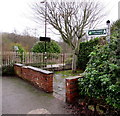 Public footpath sign at the edge of Colwall railway station