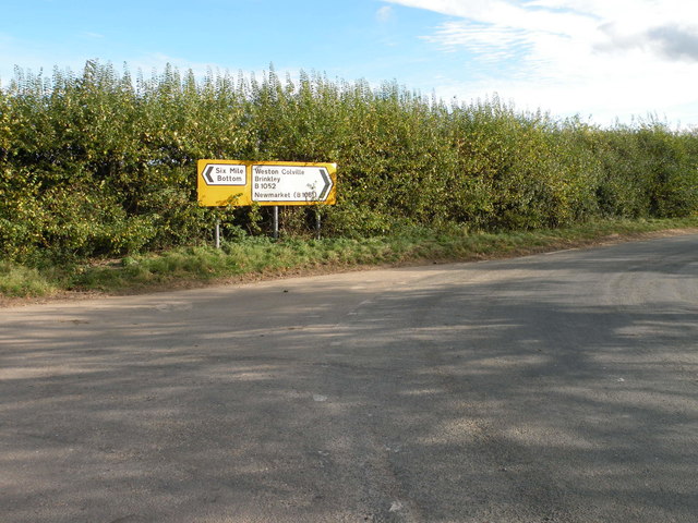 Road junction near Weston Colville