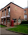 Red phonebox and a wall clock, Wrexham