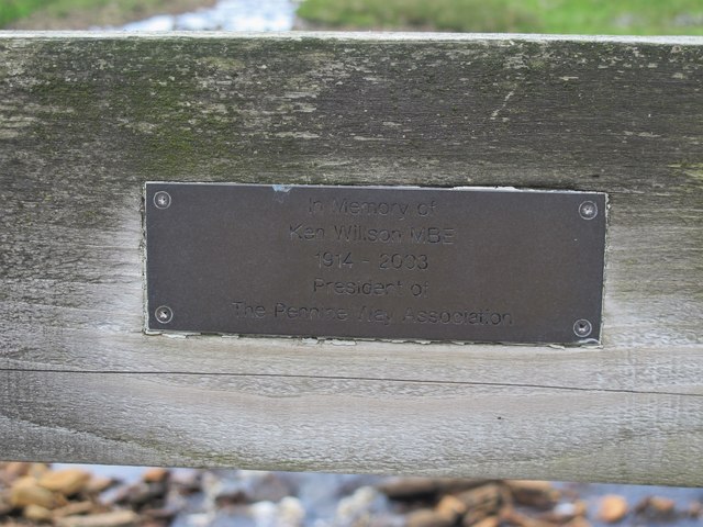 Memorial plaque on the footbridge over Maize Beck by Dobson Mere Foot