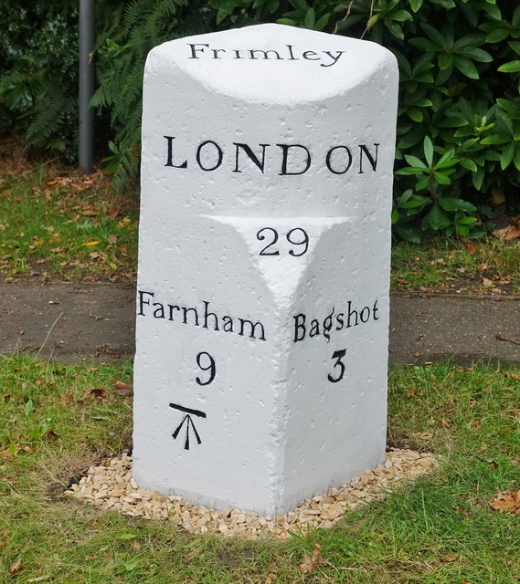 Old Milestone by the A325, Portsmouth Road/Golf Drive, Frimley