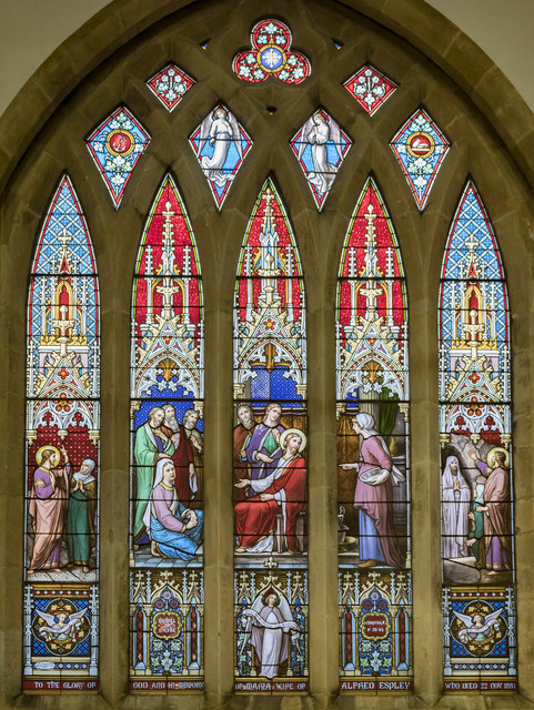 Stained glass window, All Saints' church, Evesham