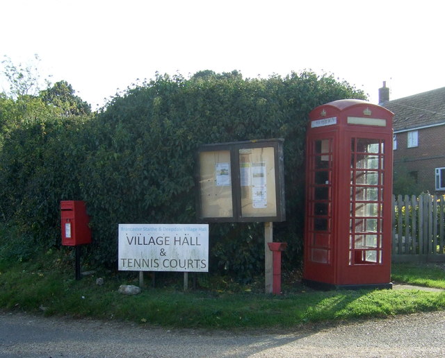 Elizabeth II postbox and telephone box on the A149, Brancaster Staithe