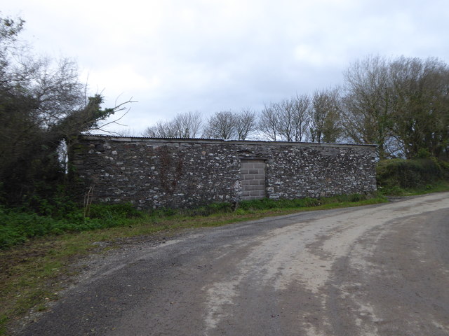 Old stone barn beside the road at Hele Cottage