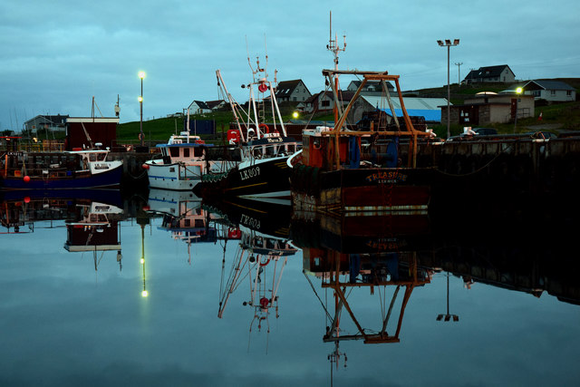 Symbister Harbour, Whalsay, during the "Simmer Dim"