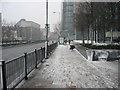 Slippery day for pedestrians on the Euston Road