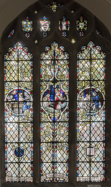 Stained glass window,  St Lawrence's church, Evesham