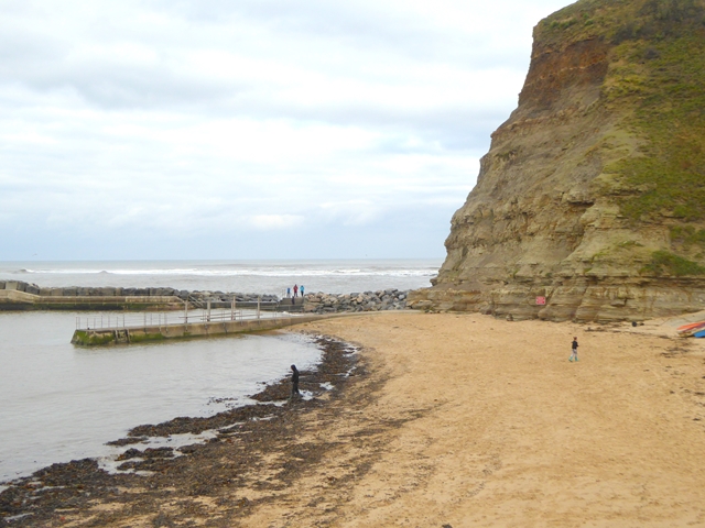 Beach and South Breakwater at Staithes