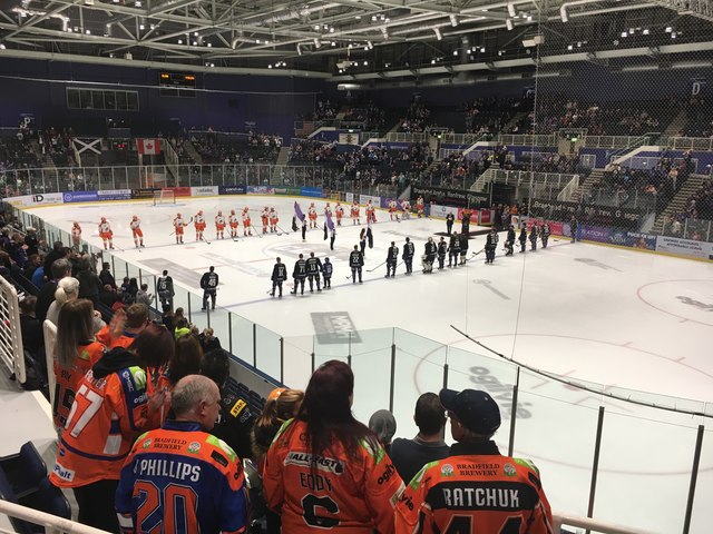 Standing for the National anthem at Braehead Arena