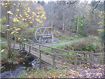 NU0701 : Northumberland Landscape : Footbridge and Waterwheel, Cragside Estate by Richard West