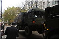 View of an army truck being towed in the Lord Mayor