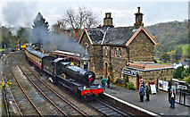 SO7483 : Afternoon train arriving at Highley by Philip Pankhurst