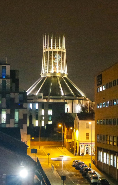 Liverpool Metropolitan Cathedral at night