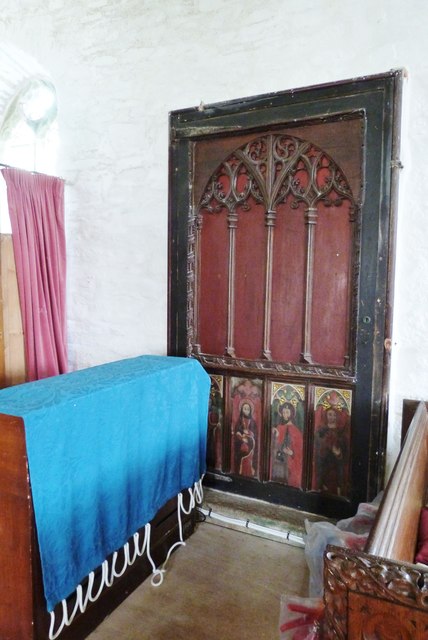 One of a pair of panels salvaged from the dismantled Rood Screen, St. Winwaloe's church