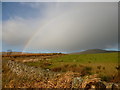 Rainbow over the road to the Glenmuckloch Opencast Mine