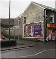 BT Sport advert on a shop side wall, Treherbert