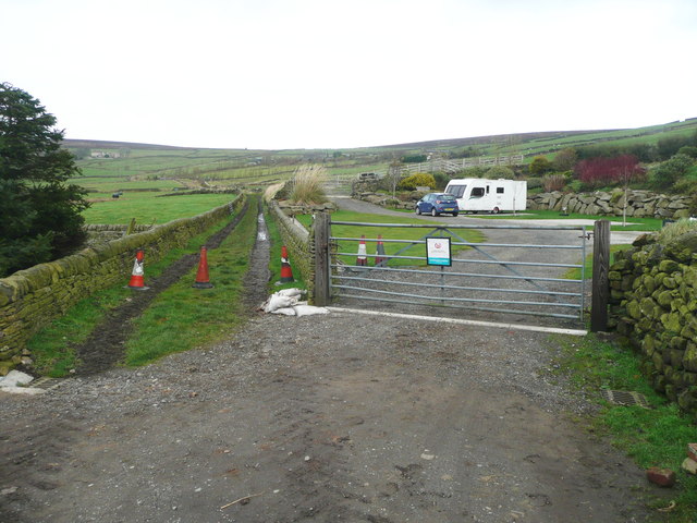Entrance to caravan site, Dike Lane, Wadsworth