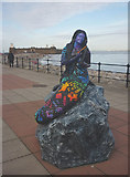 SJ3194 : Mermaid sculpture on the New Brighton promenade by Karl and Ali