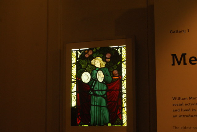 View of a stained glass window in the William Morris Gallery